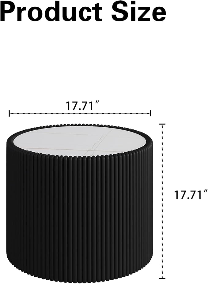 SSLine Round Drum Coffee Table Modern Sintered Stone Top Side End Table in - Image 2