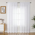 Gwine White Sheer Curtains 90 Inches Long 2 Panels Set, Light Filtering Solid by Gwine