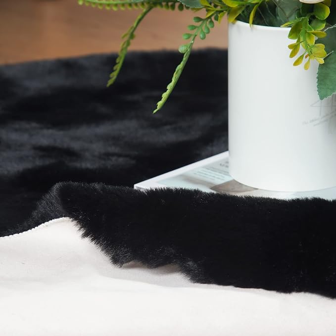 ORINOVA Black Fluffy Rug 5x7 Area Rugs - Image 3