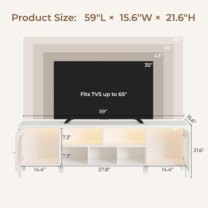 IRONCK TV Stand for 65 Inch TV, Modern Media TV Console - Image 3