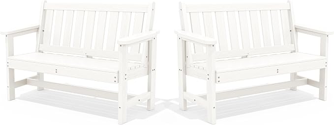 SERWALL Outdoor Bench, HDPE Outdoor Benches Weatherproof, 2-Person Garden Bench by SERWALL