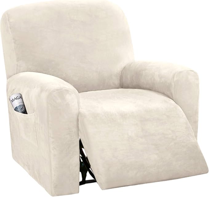 H.VERSAILTEX Velvet Stretch Recliner Couch Covers 4-Pieces Style Recliner Chair by HVERSAILTEX