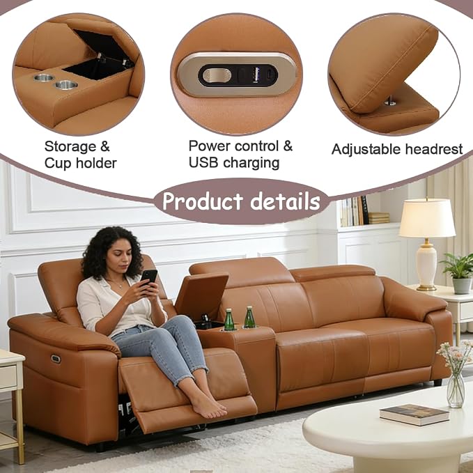 Power Recliner Sofa Set, Reclining Sectional Sofa Couch - Image 4