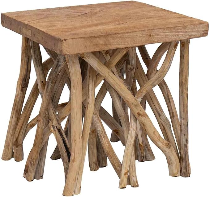 Coffee Table Brown Mixed Recycled Wood Small Rustic Living Room Table Durable - Image 6