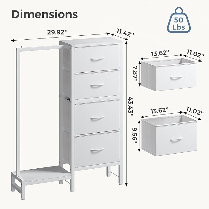 OLIXIS Dresser with Hanging Rack, 4 in 1 Storage Fabric Dresser - Image 7