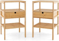 Giantex Bamboo Nightstands Set of 2, Wood Side Tables by Giantex