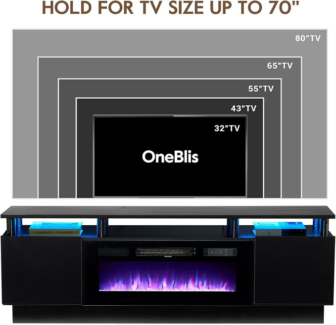 70" TV Stand for Living Room, Modern Entertainment Center & Media Console - Image 7