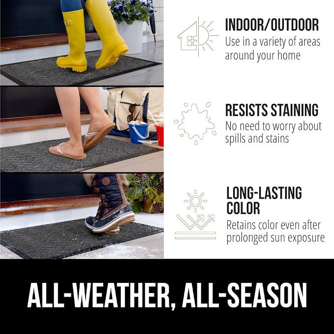 GORILLA GRIP 100% Waterproof All-Season WeatherMAX Doormat 35x23, US Designed - Image 3
