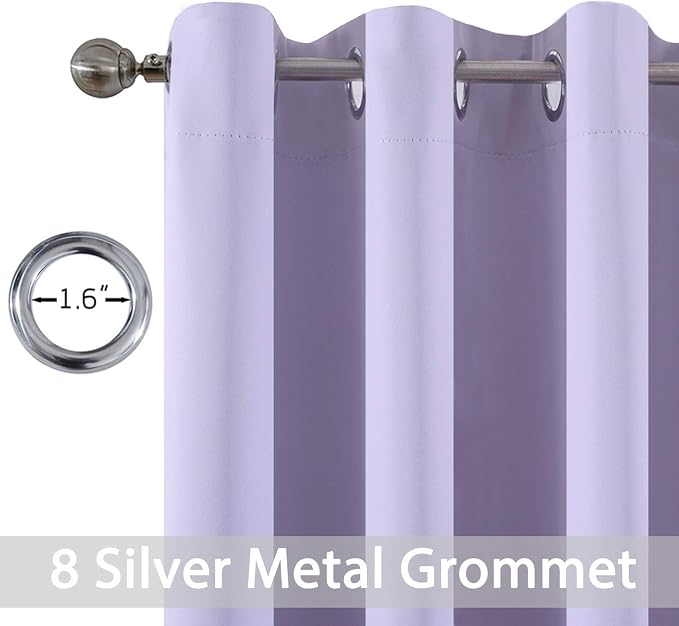 Yakamok Lilac Curtains 63 Inch Length Room Darkening Grommet Light Purple - Image 4