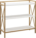 Leick Home Claudette Bookshelf, Satin Gold, 3 Shelves, Easy Assembly, 12 in D x by LeickFurniture