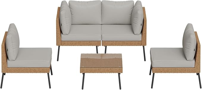 Aoxun Patio Furniture Set, 5 Piece Outdoor Sectional Sofas - Image 9