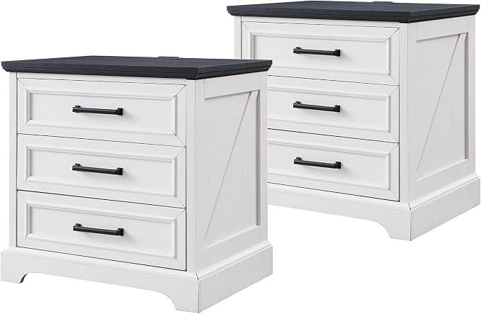 ACCOHOHO Farmhouse Nightstands Set of 2, 22 Inch Wide End Table by ACCOHOHO