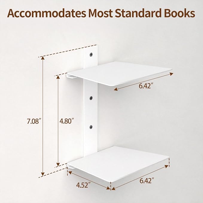 Invisible Floating Bookshelves 6 Tier, Heavy Duty Metal Book Organizer - Image 3
