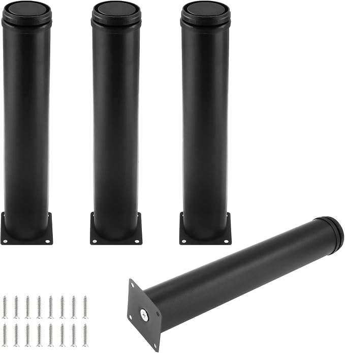 Set of 4 Stainless Steel Furniture Legs 12 Inch, Adjustable Round Cabinet Legs by Kyuionty