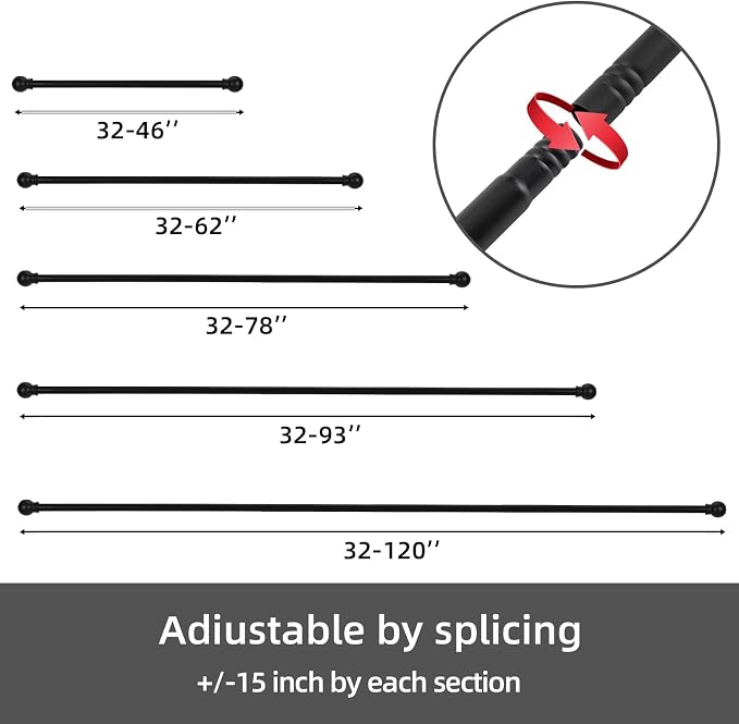 GXOACKJ Curtain Rods for windows 32-62 inch, 5/8 inch Decorative Matte Black - Image 6