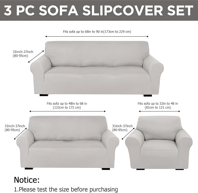 Peryiter 3 Pcs Couch and Loveseat Covers Set Sofa Cover - Image 2
