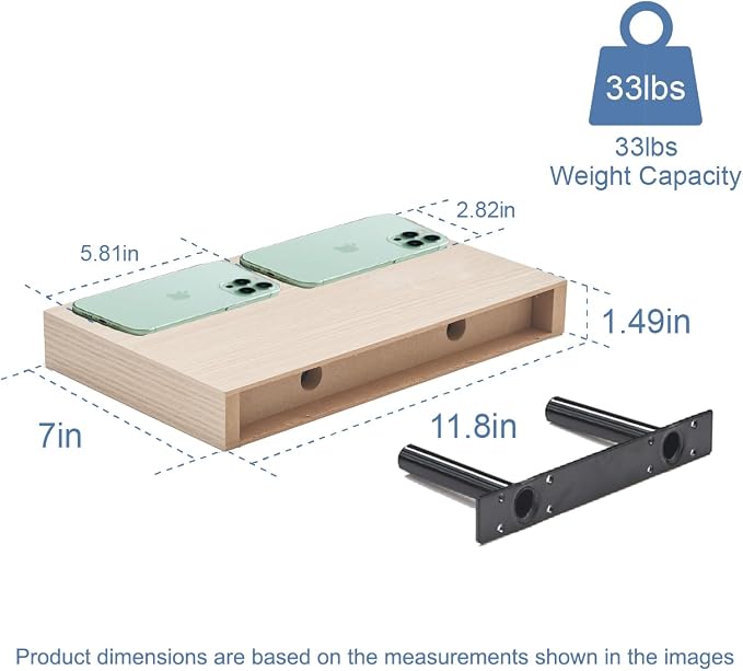 Oak Floating Shelves for Wall, Kitchen & Living Room Decor Display, for Plants - Image 3