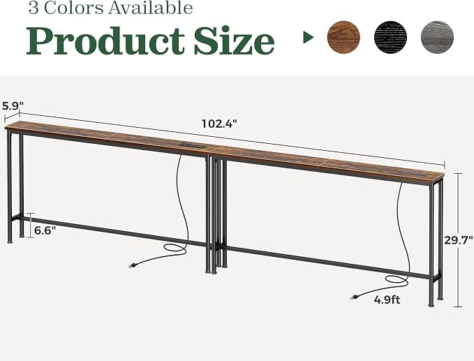 SUPERJARE 102.4 Inch Sofa Table - Image 3