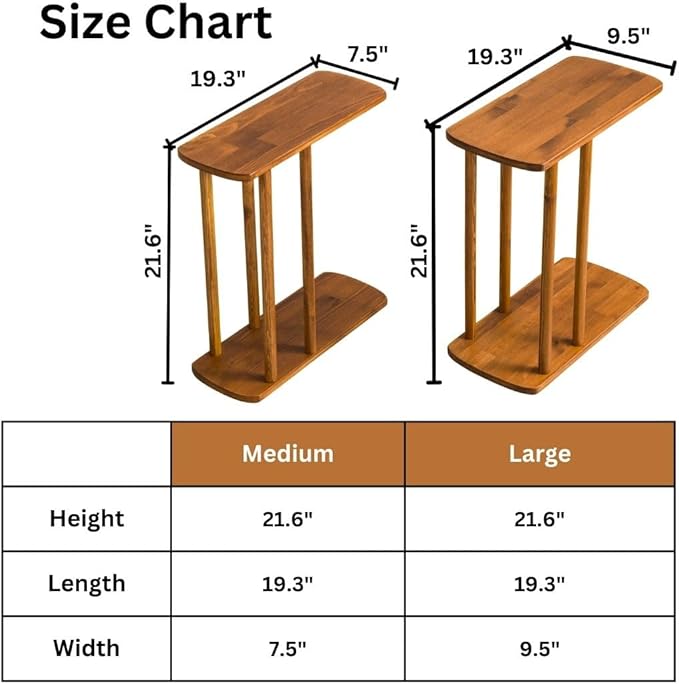 Mid-Century Modern C-Shaped Solid Wood End Table, Side Table - Image 2