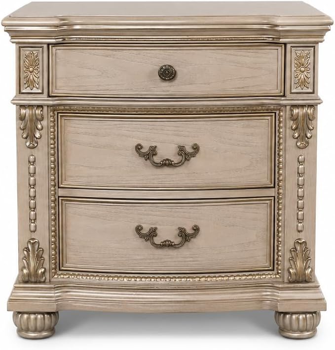 First of a Kind Nightstand Bedroom Furniture Evelyn Champagne Traditional Wood - Image 2