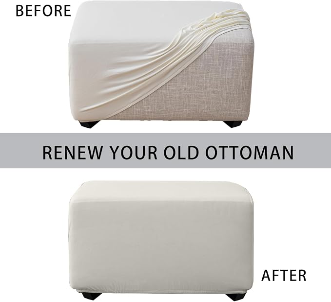 Super Stretch 40x40x15 inch Square Ottoman Cover- Soft Form Fit Ottoman Cover - Image 4