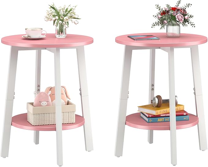 sthmec Side Table Set of 2, Small Round End Table by Unknown