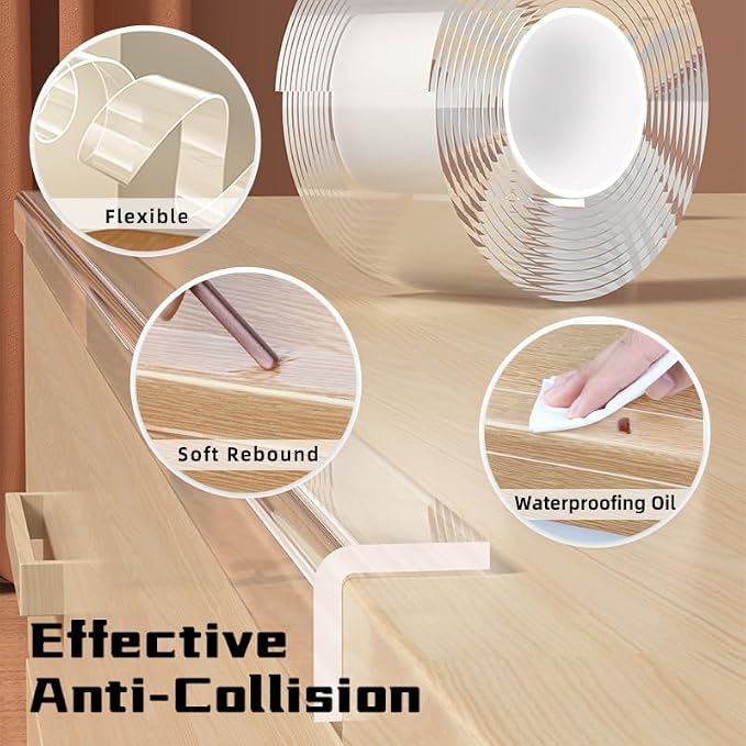 Clear Soft Corner Protectors for Furniture Strip, 0.8 in x 13.12 FT, Sharp Edge - Image 4