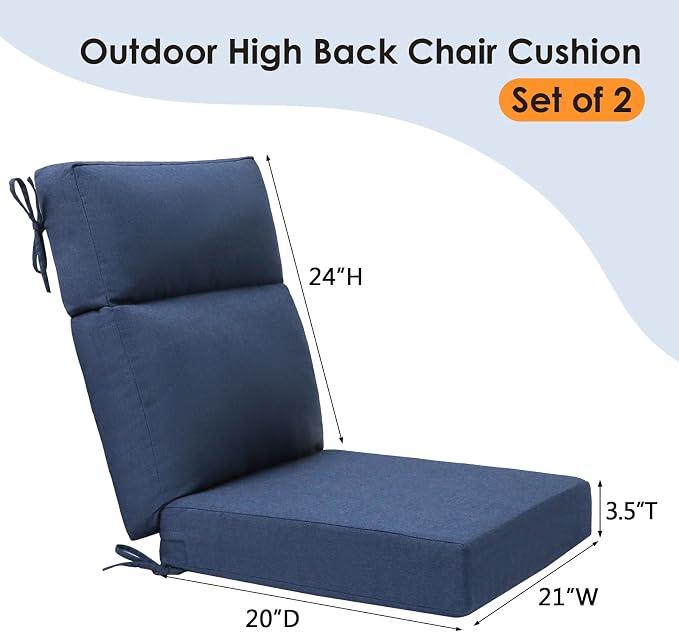 Unimatta Sunbrella Outdoor High Back Chair Cushion Seat Pads, 44 x 21 Inch - Image 6