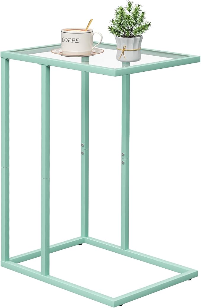 Easy Paws C Shaped Table, Glass Side End Table by Easy+Paws
