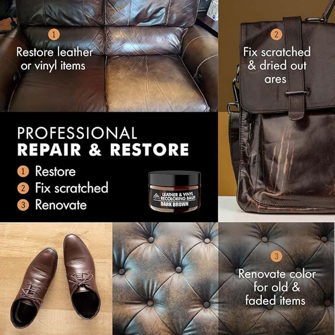FORTIVO Leather Recoloring Balm, Color Restorer, Scratch Remover, Couch Paint - Image 4