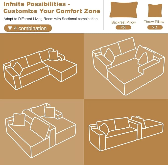 AUGOP 96" Sectional Couches for Living Room Modern Modular Sofa - Image 9