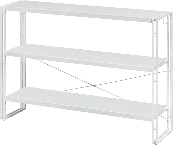 HCHQHS Bookshelf, 3-Tier Industrial Bookcase, Freestanding Horizontal by HCHQHS
