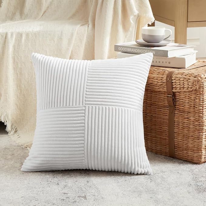 Fancy Homi 2 Packs White Big Decorative Throw Pillow Covers 24x24 Inch - Image 2