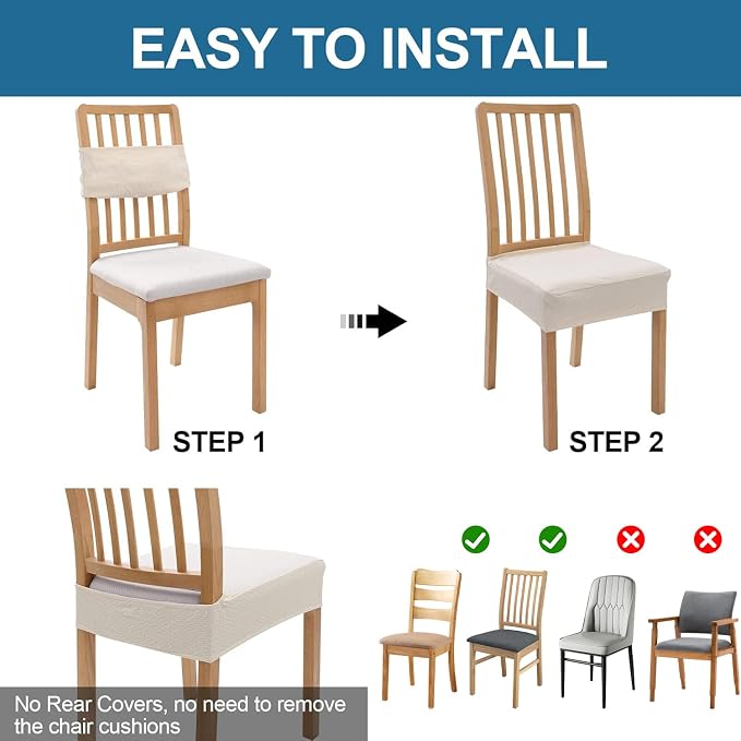 Smiry Waterproof Seat Covers for Dining Room Chairs Set of 10, Stretch Jacquard - Image 5