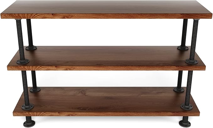 MUZIK 3-Tier Industrial Pipe Table Leg Set, Iron Base Legs Rustic Iron Pipe by MUZIKFurniture