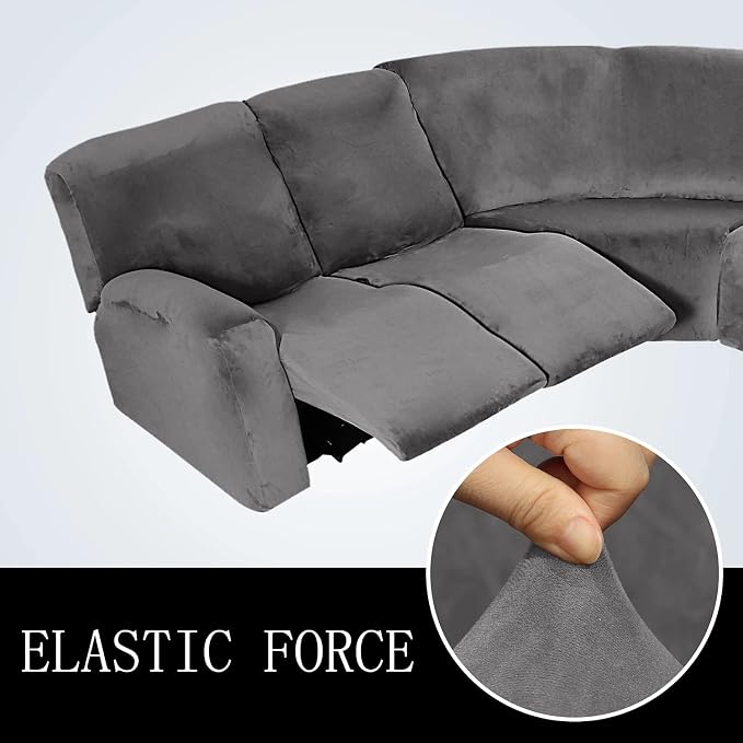 LightInTheBox 7-Piece Velvet Stretch Reclining Couch Covers 5 Seats Corner Sofa - Image 8