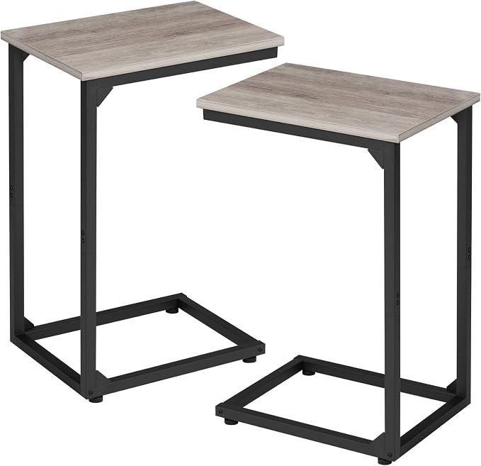 AMHANCIBLE C Shaped Side Table, End Tables Living Room Set of 2, Slide Under by AMHANCIBLE