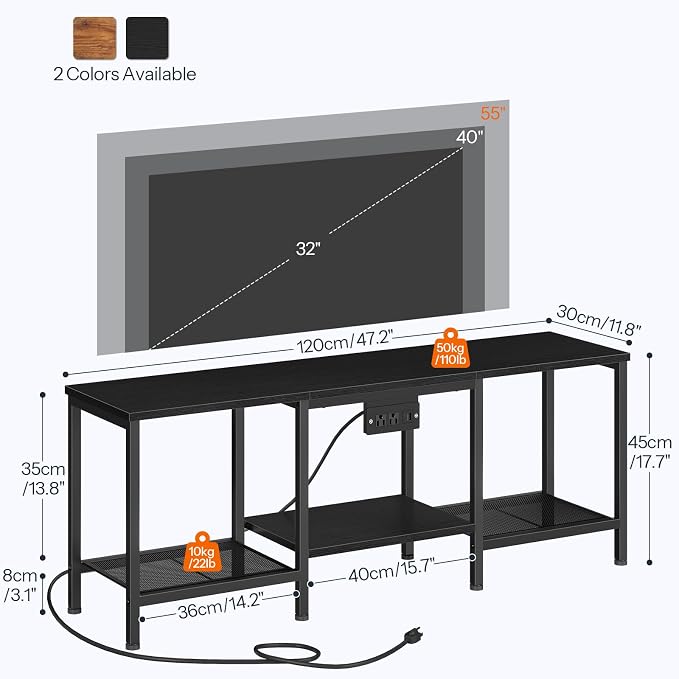 HOOBRO TV Stand with Charging Station to 55 Inches, LED Entertainment Center - Image 2