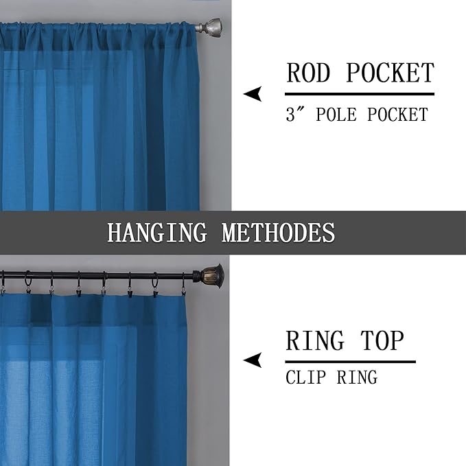 Tollpiz Sheer Curtain Linen Textured Bedroom Curtains Sheer Light Filtering Rod - Image 5