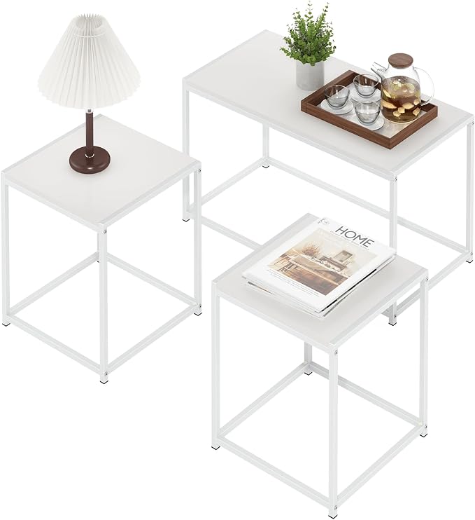 Furinno CAMNUS Coffee Table, Metal Frame Modern Center Table and Side Tables Set by Furinno-FitsYourSpaceFitsYourBudget