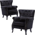 Set of 2 Mid-Century Modern Accent Chair, Velvet Armchair w/Tufted Back/Wood by DMFurniture