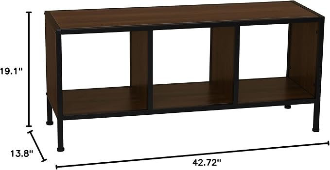 Household Essentials Jamestown Square Cubby TV Stand in Walnut Wood Grain - Image 12