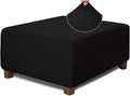 NeColorLife Square Ottoman Cover Jacquard Fabric Slipcover Thick Stretchable by NeColorLife