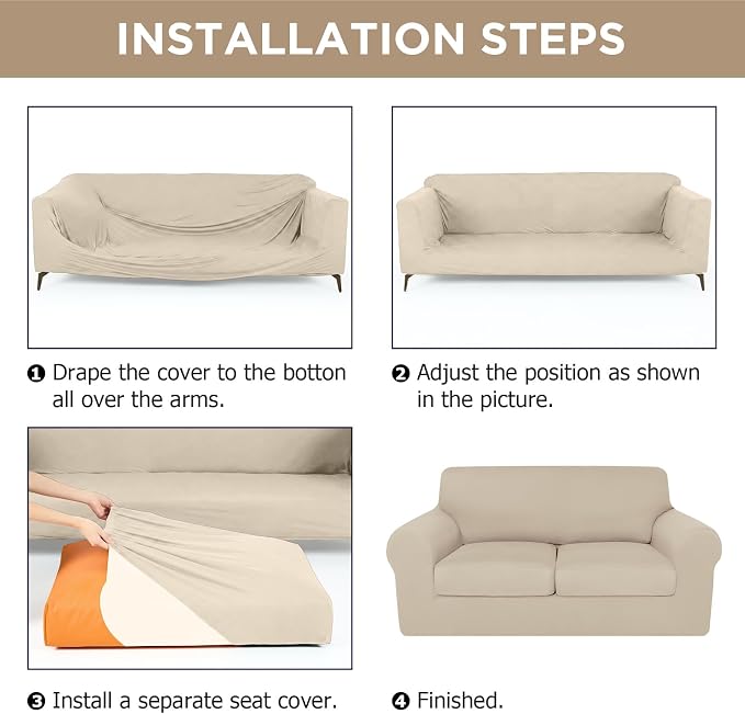 HunnmingRe Sofa Covers for 3 Cushion Couch Stretch Sofa and Loveseat Covers Set - Image 3