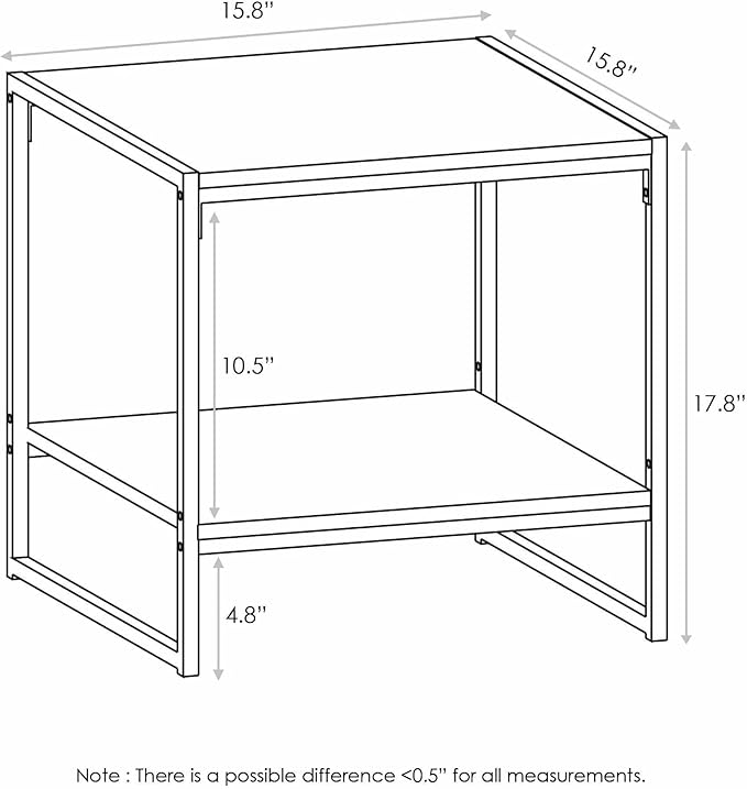 FURINNO Camnus Modern Living 2-Tier End Table, Columbia Walnut, 15.9 in x 15.75 - Image 3