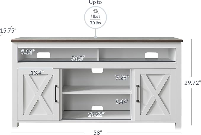 BELLEZE 58 Inch TV Stand, Contemporary Entertainment Center - Image 5