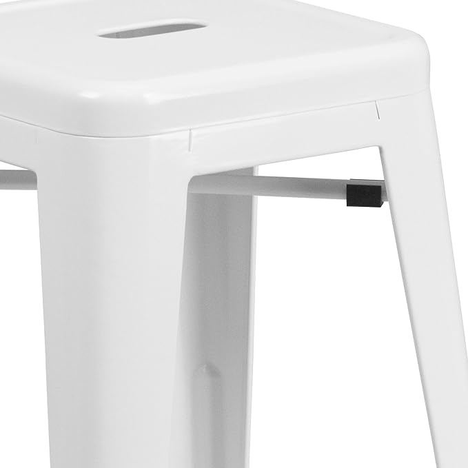Flash Furniture Lily 4 Pack Commercial Grade 24" High Backless White Metal - Image 7