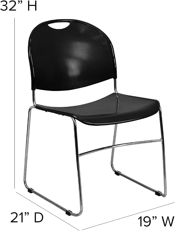 Flash Furniture HERCULES Series 880 lb. Capacity Black Ultra-Compact Stack Chair - Image 3