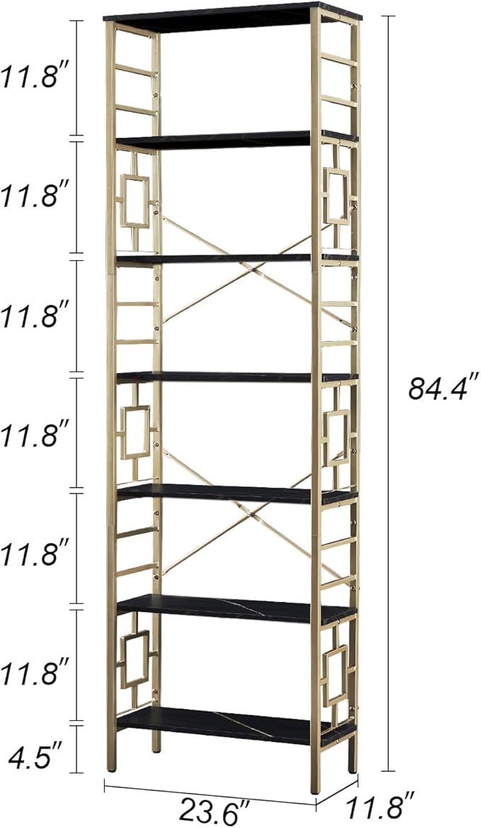 HOMISSUE Bookcase, 7-Tier Tall Bookshelf Metal Bookcase and Bookshelves - Image 2