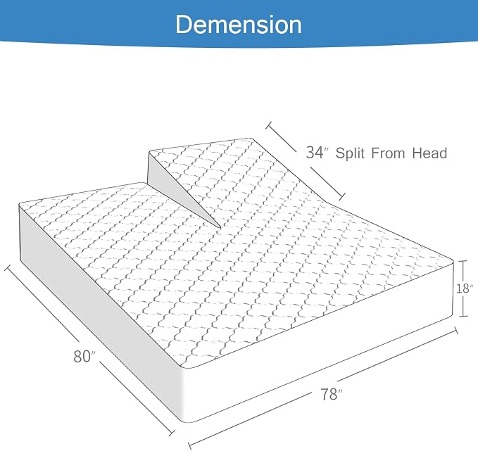 Split Top King Mattress Pad Waterproof Protector, Quilted Mattress Cover Fitted - Image 2